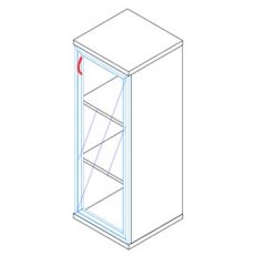   117-1Ü-B-ALU üvegajtós-polcos alukeretes feles irodaszekrény balos kivitelben - 3 fakk