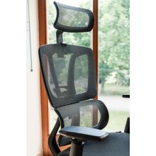 Famora modern szürke hálós forgószék deréktámasszal és fejtámlával