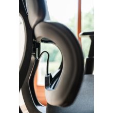 Famora modern szürke hálós forgószék deréktámasszal és fejtámlával