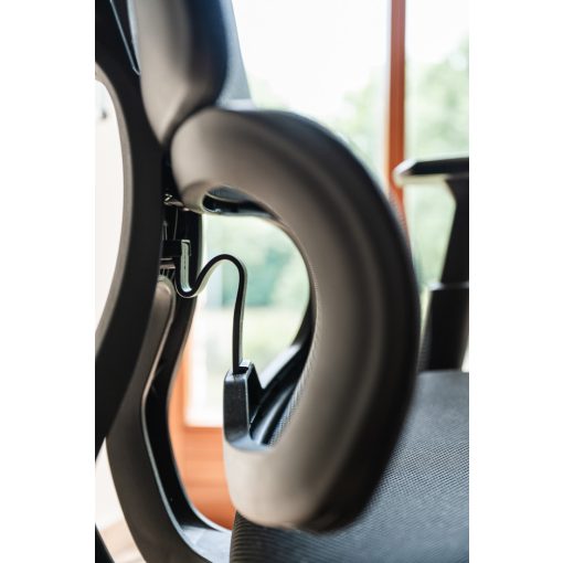 Famora modern szürke hálós forgószék deréktámasszal és fejtámlával