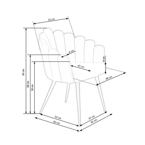 K410 Rózsaszín bársony kárpitozású beltéri éttermi szék fekete fém lábakkal