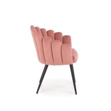 K410 Rózsaszín bársony kárpitozású beltéri éttermi szék fekete fém lábakkal