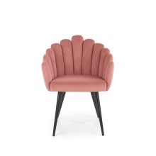 K410 Rózsaszín bársony kárpitozású beltéri éttermi szék fekete fém lábakkal