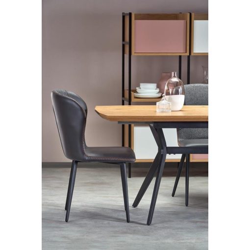 Gustavo modern bővíthető étkezőasztal arany tölgy színben fém lábakkal