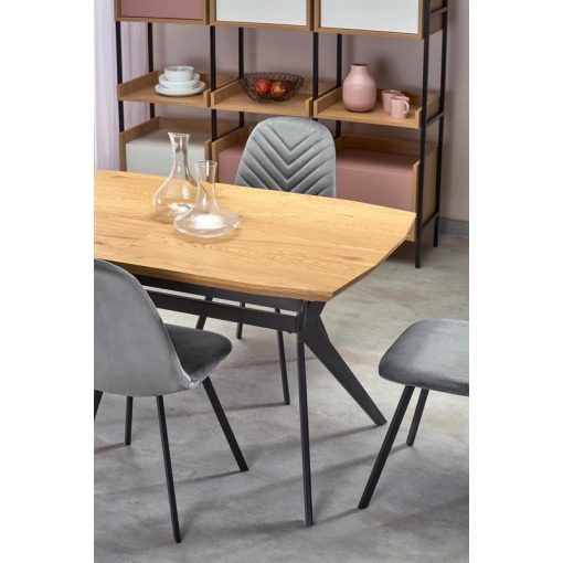 Gustavo modern bővíthető étkezőasztal arany tölgy színben fém lábakkal