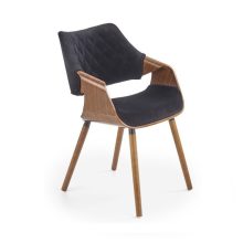 K396 modern beltéri étkezőszék dió és fekete bársony színben