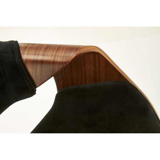 K396 modern beltéri étkezőszék dió és fekete bársony színben