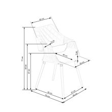 K396 modern beltéri étkezőszék dió és fekete bársony színben