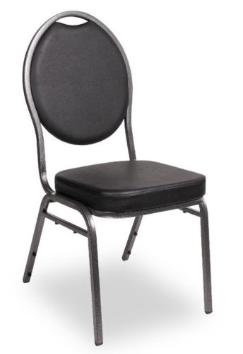 M - Herman B Delux Bankett szék/konferencia szék ezüst váz - fekete szövet