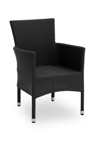 M - Lorenzo rakásolható kültéri rattan éttermi szék fekete színben