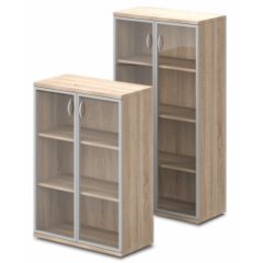   116-2A-Ü-ALU üvegajtós-polcos alukeretes irodaszekrény - 3 fakk