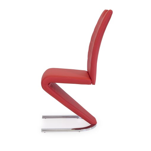 Lord szánkótalpas szék krómozott lábakkal és piros műbőrrel