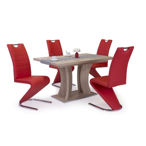 Lord szánkótalpas szék krómozott lábakkal és piros műbőrrel