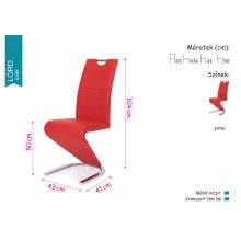 Lord szánkótalpas szék krómozott lábakkal és piros műbőrrel