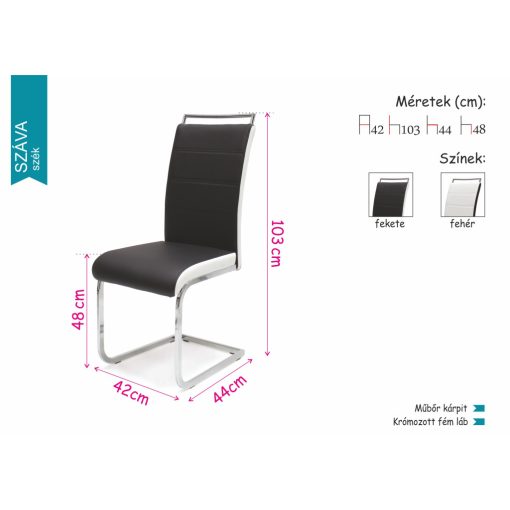 Szava szánkótalpas szék - Fehér