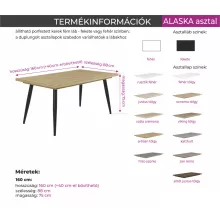 Alaska asztal fekete lábbal - Rusztik fehér 