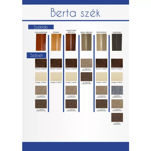 Berta falábú szék műbőr vagy zsákszövet kárpittal