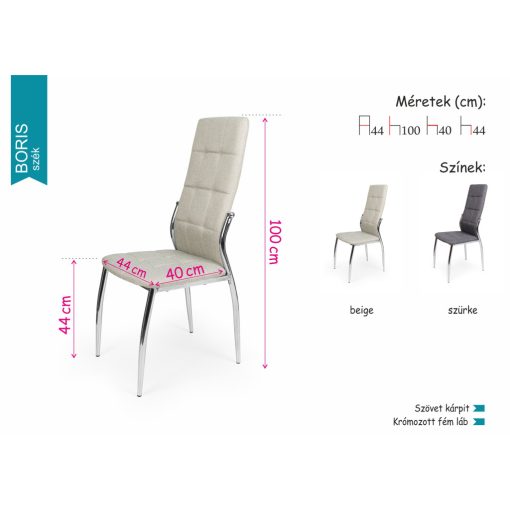 D - Boris krómvázas szék barna műbőr kárpittal