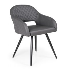 Cristal fekete fémvázas szék szürke műbőrrel 