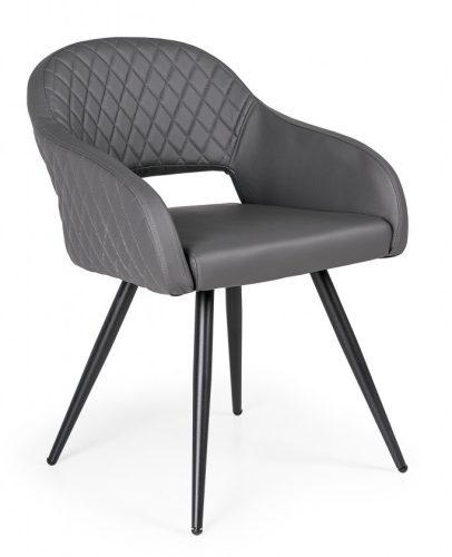 D - Cristal fekete fémvázas szék szürke műbőrrel 