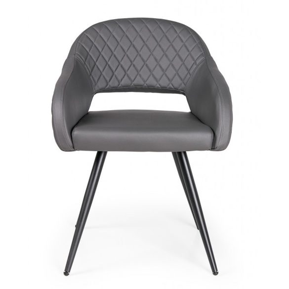 D - Cristal fekete fémvázas szék szürke műbőrrel 