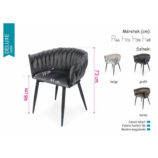 Deluxe modern étkezőszék - barna