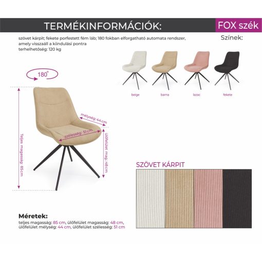 Fox szék - Fekete