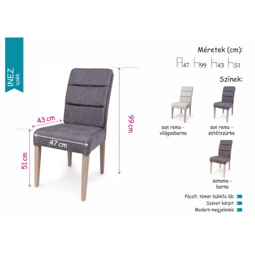 Inez duplaszivacsos étkezőszék - barna 