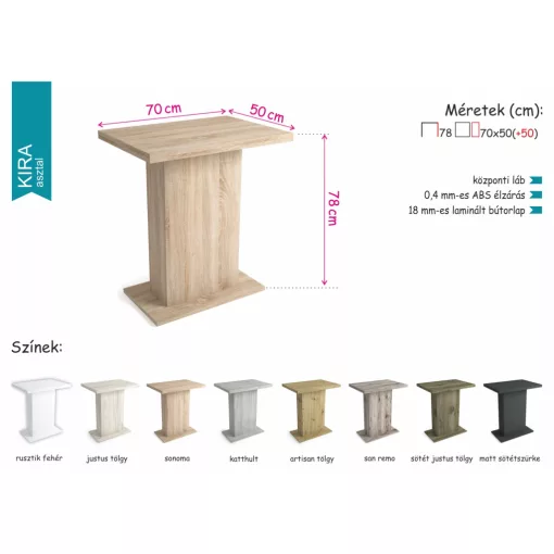 Kira bővíthető étkezőasztal