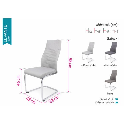 Levante szék - világosszürke