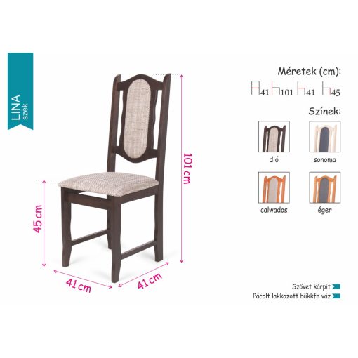 Lina favázas szék szövet kárpittal