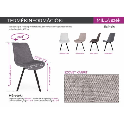 Milla 360° szék - Világosbarna