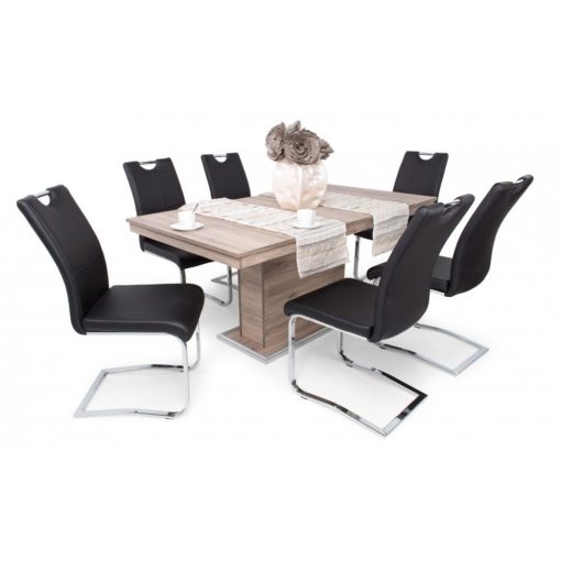 Mona szánkótalpas krómvázas szék fekete műbőrrel