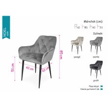 Noel bársony szék - Szürke