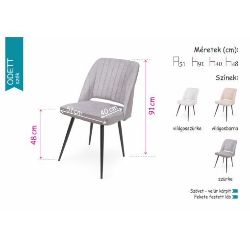 Odett szék - Világosszürke
