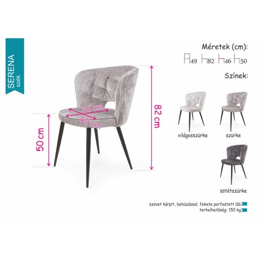 Serena szék - Világosszürke