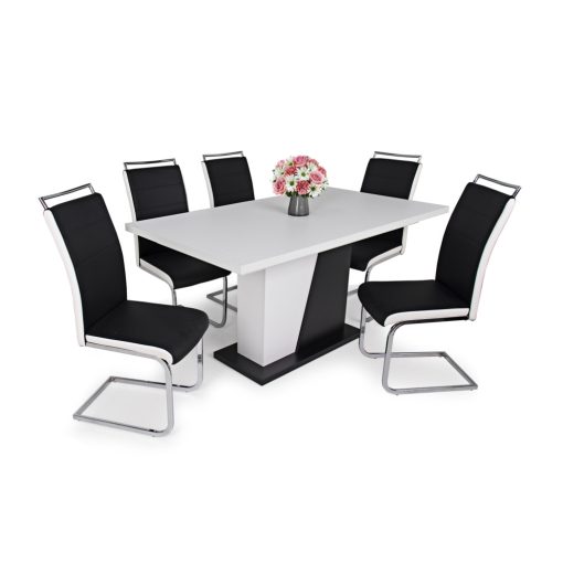 Szava szánkótalpas krómvázas szék fekete műbőrrel