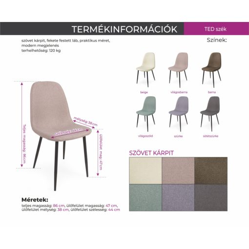 Ted szék - Világosbarna