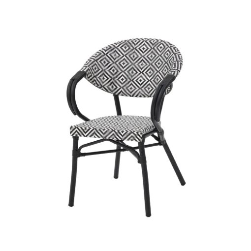 Camillo kültéri rakásolható éttermi szék - fekete/fehér