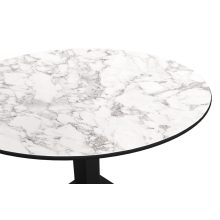 Alfa R kerek asztal - Fekete láb/Márvány HPL lap