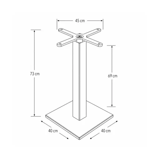 Alfa S asztalláb 40x40 - Szürke