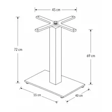 Alfa S asztalláb 40x55 - Fekete