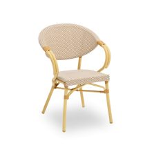 Camillo kézzel font kültéri éttermi szék bézs-fehér színben