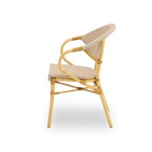 Camillo kézzel font kültéri éttermi szék bézs-fehér színben