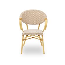 Camillo kézzel font kültéri éttermi szék bézs-fehér színben