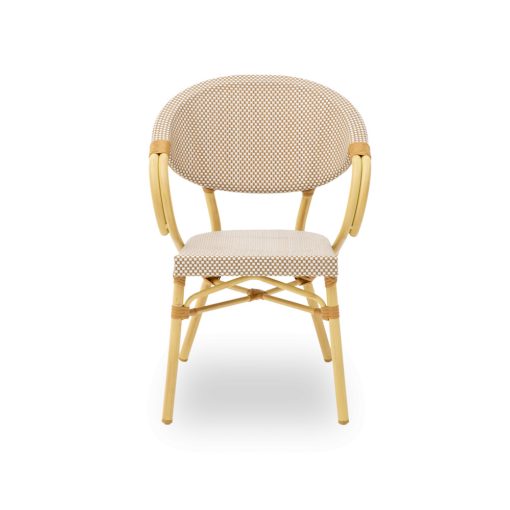 Camillo kézzel font kültéri éttermi szék bézs-fehér színben