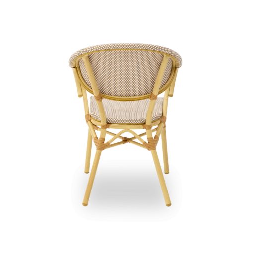 Camillo kézzel font kültéri éttermi szék bézs-fehér színben