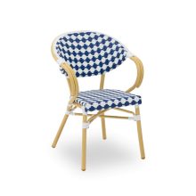 Camillo kézzel font kültéri éttermi szék kék-fehér színben
