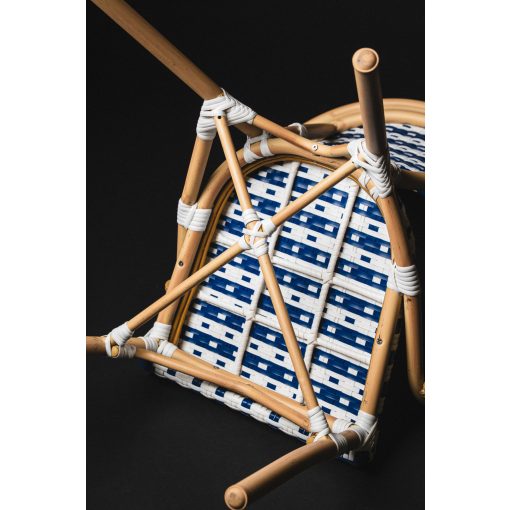 Camillo kézzel font kültéri éttermi szék kék-fehér színben