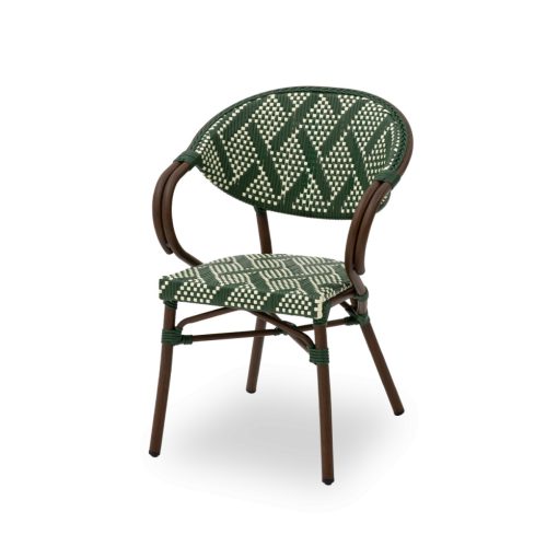 Camillo kézzel font kültéri éttermi szék kék-fehér színben